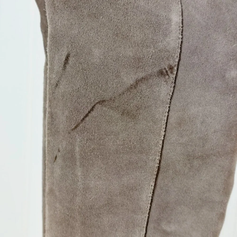 Halogen Over the Knee Taupe Tan Suede Leather Elastic Heeled Tall Boots B156